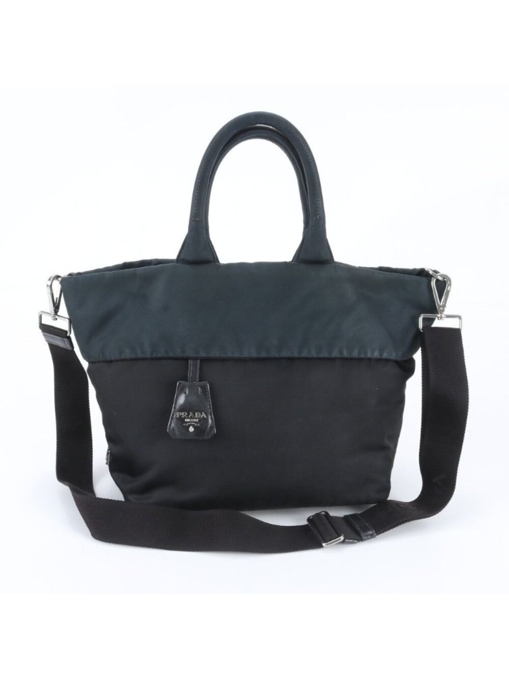 Prada Tessuto Nylon Triangle Logo Reversible Leather 2-Way Shoulder Bag